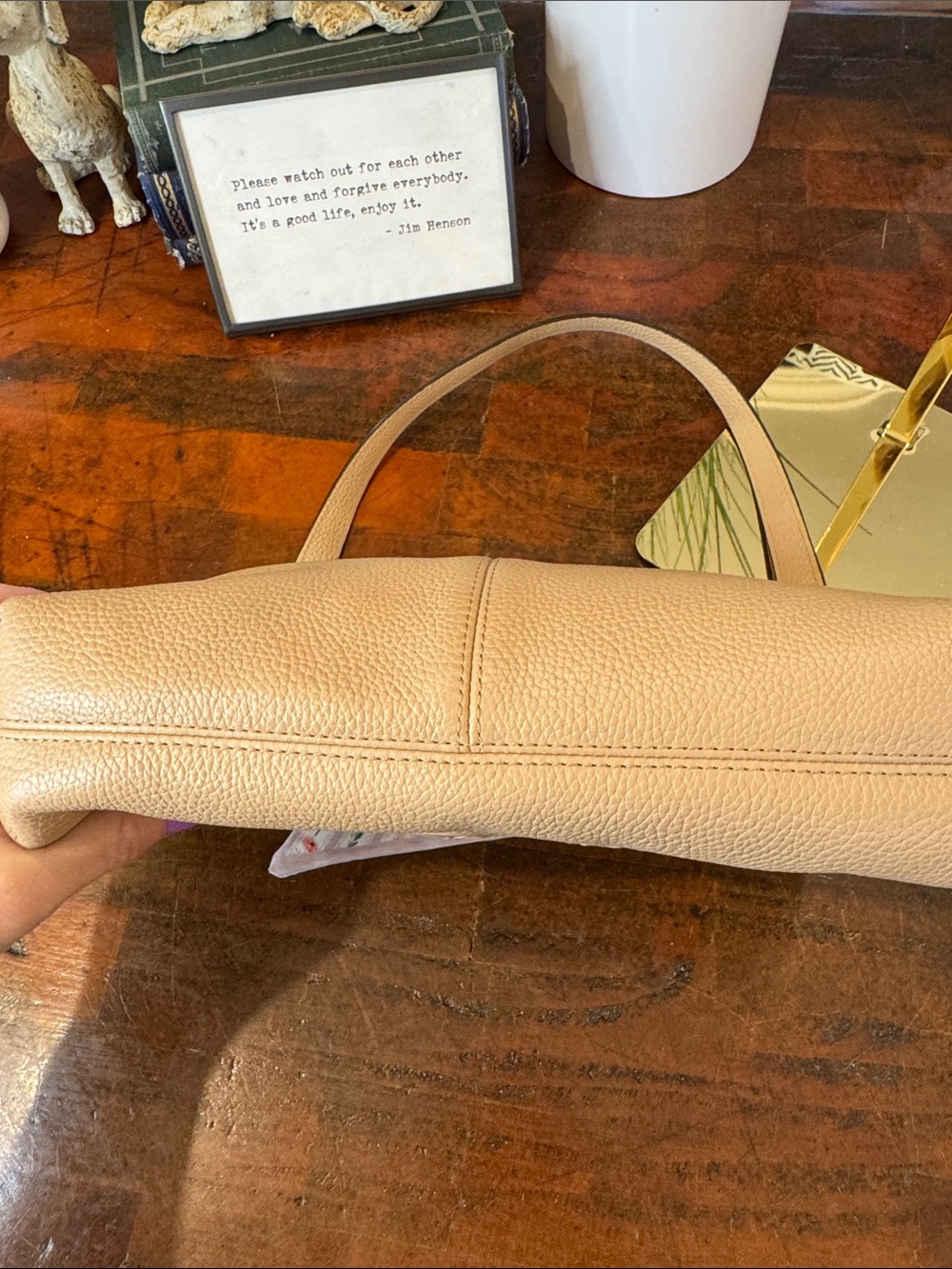 Coach Pebble Leather Shoulder Bag in Light Tan with Floral Scarf - Picture 8 of 15